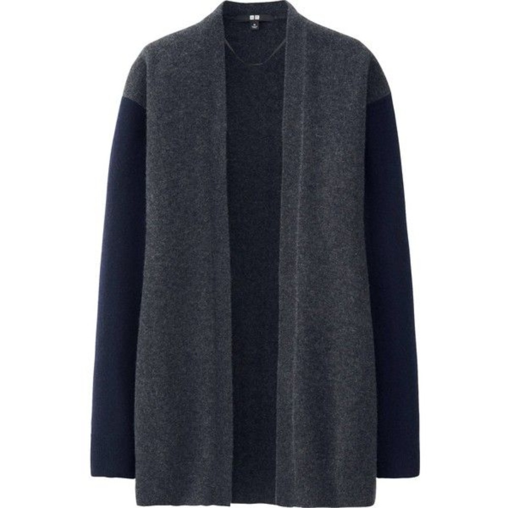 Uniqlo Cashmere Stole Colorblock Navy Cardigan